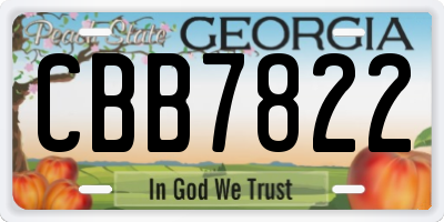 GA license plate CBB7822