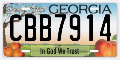 GA license plate CBB7914