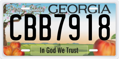 GA license plate CBB7918