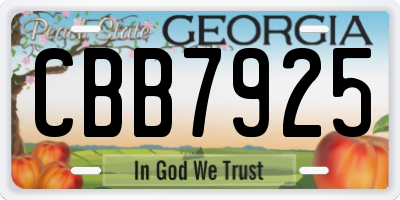 GA license plate CBB7925