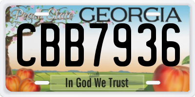 GA license plate CBB7936