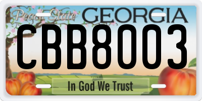 GA license plate CBB8003