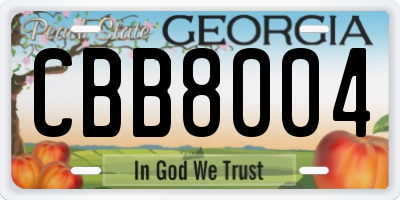 GA license plate CBB8004
