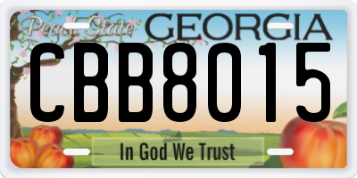GA license plate CBB8015