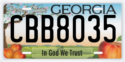 GA license plate CBB8035