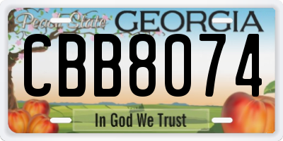 GA license plate CBB8074