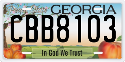 GA license plate CBB8103