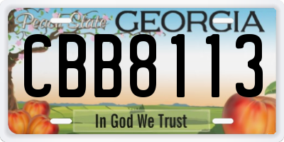 GA license plate CBB8113