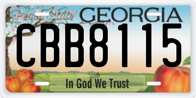 GA license plate CBB8115