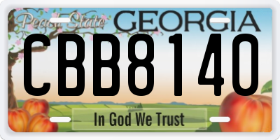 GA license plate CBB8140
