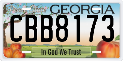 GA license plate CBB8173