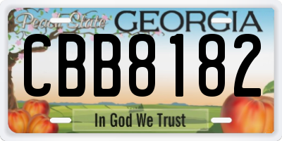 GA license plate CBB8182