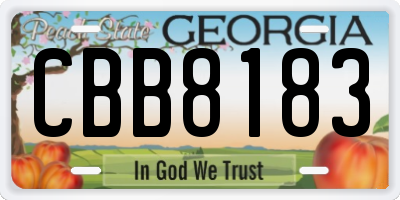 GA license plate CBB8183