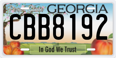 GA license plate CBB8192