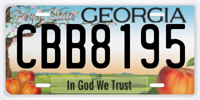 GA license plate CBB8195