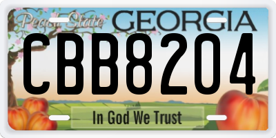 GA license plate CBB8204
