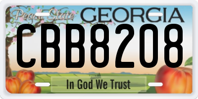 GA license plate CBB8208