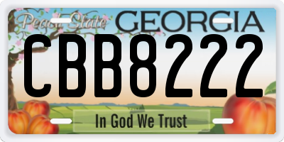 GA license plate CBB8222