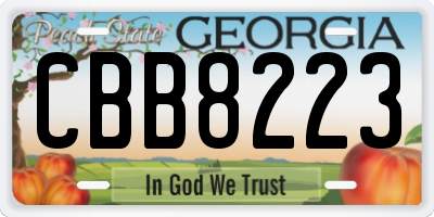 GA license plate CBB8223