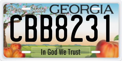 GA license plate CBB8231