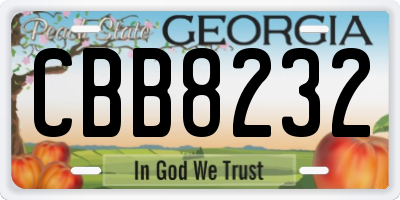 GA license plate CBB8232