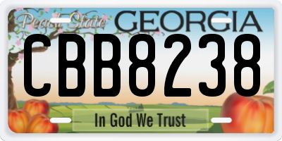 GA license plate CBB8238