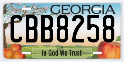 GA license plate CBB8258