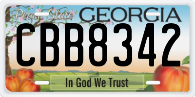GA license plate CBB8342