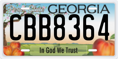 GA license plate CBB8364