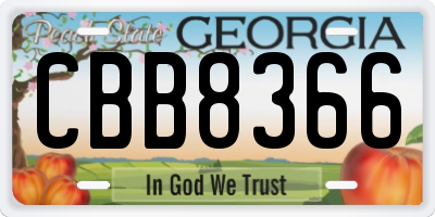 GA license plate CBB8366