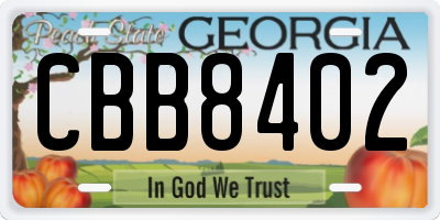 GA license plate CBB8402