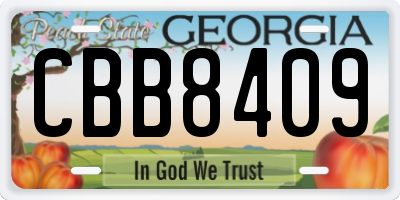 GA license plate CBB8409