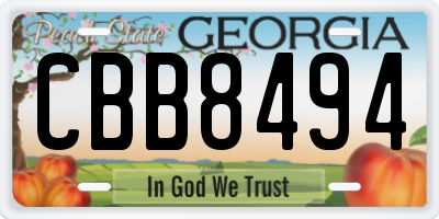 GA license plate CBB8494