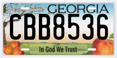GA license plate CBB8536