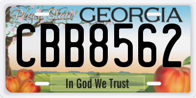 GA license plate CBB8562