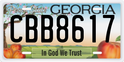 GA license plate CBB8617
