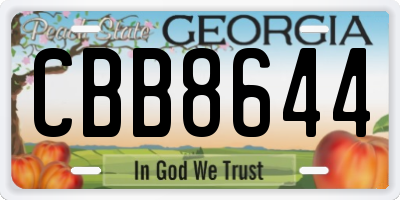 GA license plate CBB8644