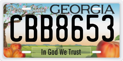 GA license plate CBB8653