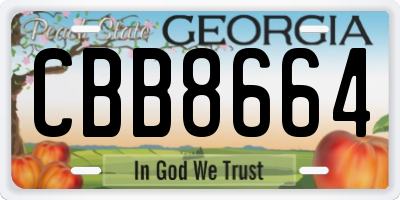 GA license plate CBB8664