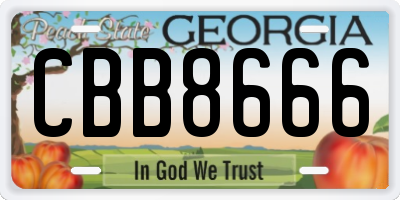 GA license plate CBB8666