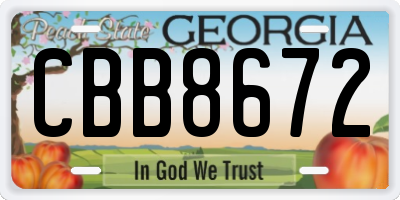 GA license plate CBB8672