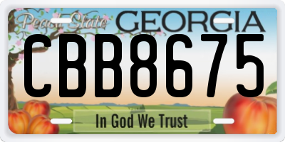 GA license plate CBB8675