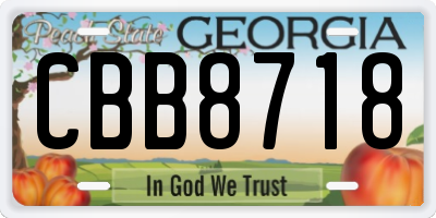 GA license plate CBB8718