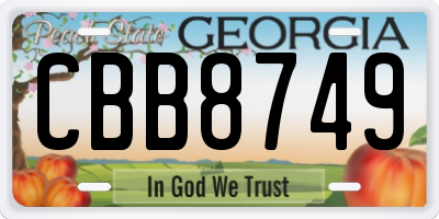 GA license plate CBB8749