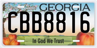 GA license plate CBB8816