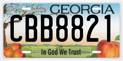GA license plate CBB8821
