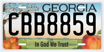 GA license plate CBB8859