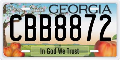 GA license plate CBB8872
