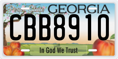 GA license plate CBB8910