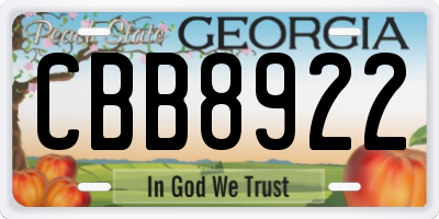 GA license plate CBB8922